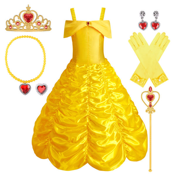 Belle kostym för flickor Belle Princess Dress Up Kläder Födelsedag Outfi