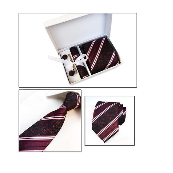Herr slips slips presentask Business formell slips slips + fyrkantig halsduk + Cu