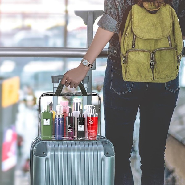2-delt stort klart makeup kosmetik organiserings taske, plastik tote tasker, vandtæt transparent håndtaske pung