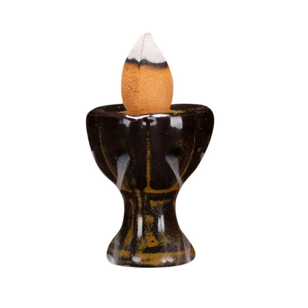 Vandfald Røgelse Brænder Keramisk Tilbageflow Røgelse Holder Springvand Tilbageflow Røgelse Kegler Til Hjemmet Kontor Dekoration 3.6*3.6*4.6cm Sort-brun
