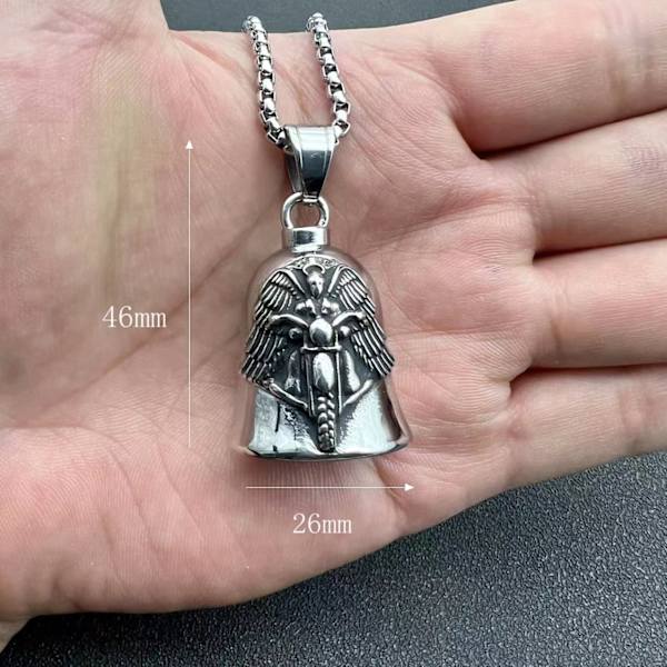 Punk Retro Motorcycle Bell Titanium Steel Pendant Men S Lucky Necklace
