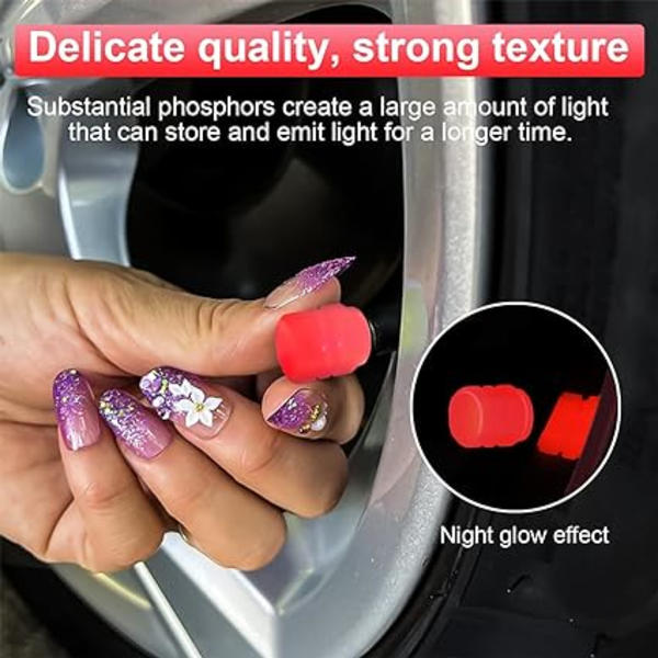 Fluoresoiva auton rengasventtiilin korkki, 12 kpl Luminouksen auton rengasventtiili Luminouksen kanssa