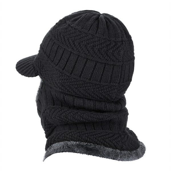 Talvinen neulottu balaclava-pipo lämmin pyöräilyhiihto naamio, tuulenpitävä hattu, musta