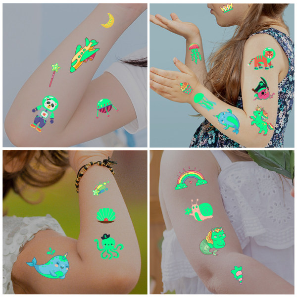 sheets mixed styles luminous tattoos stickers for boys girls 6pcs 120*