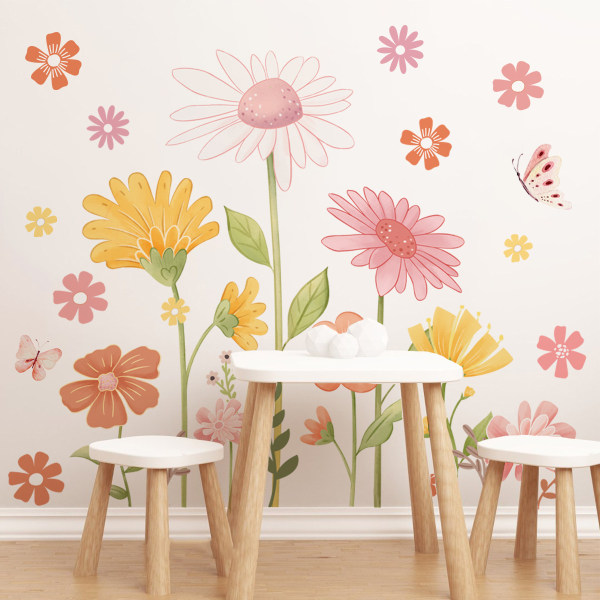 Blomster Vinyl Veggklistremerker for Stue Spisestue Soverom Veggdekor