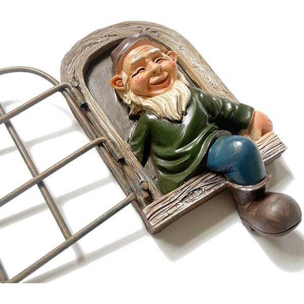 Hagenisse-statue, 15 cm alv-harpiksornament for innendørs og utendørs hage