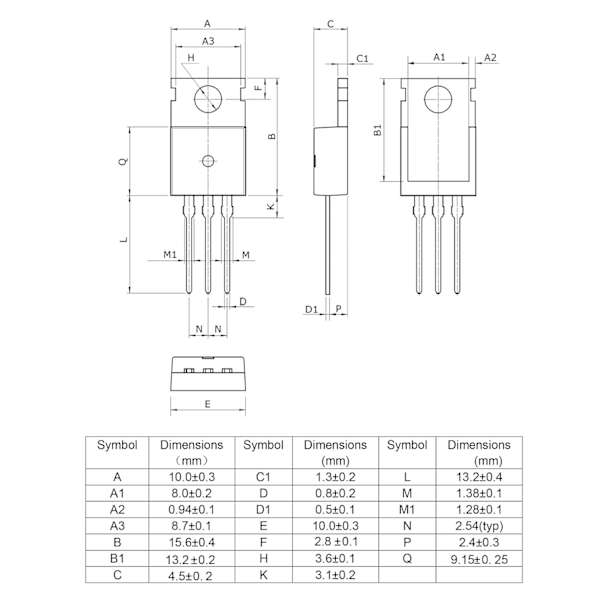 10 stk. IRLZ44N IRLZ44 IRLZ44NPBF N-kanal MOSFET Transistorer 47A 55V 47 Ampere 55 Volt Effekt MOSFET Transistor TO-220
