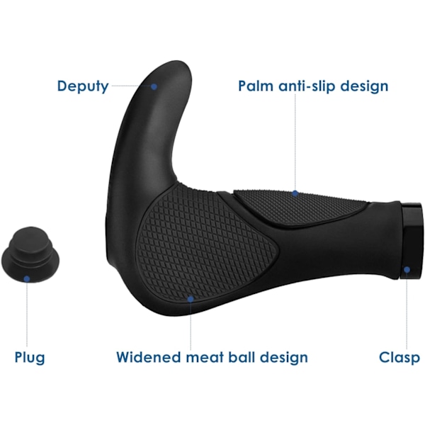 Ergonomiske Sykkelstyre Håndtak Terrengsykkel Sykling Låsbar Grips Anti-skli Ram Horn Bar End Styre - Ett Par