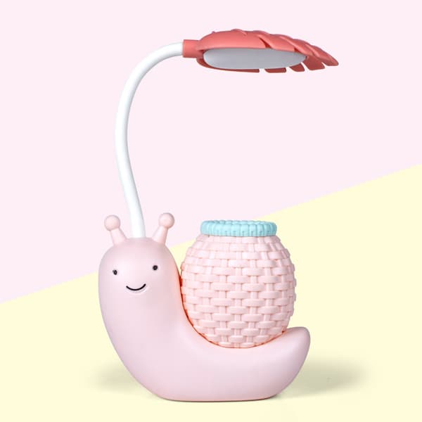 Multifunksjonell USB-ladeskrivebordslampe med pennholder - Rosa 10*5*28cm