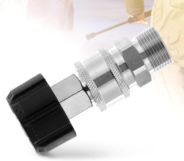 Højtryksrenser adaptersæt, Quick Connect Kit, M22 14mm til M22 metrisk fitting, rustfrit stål, 5000 PSI
