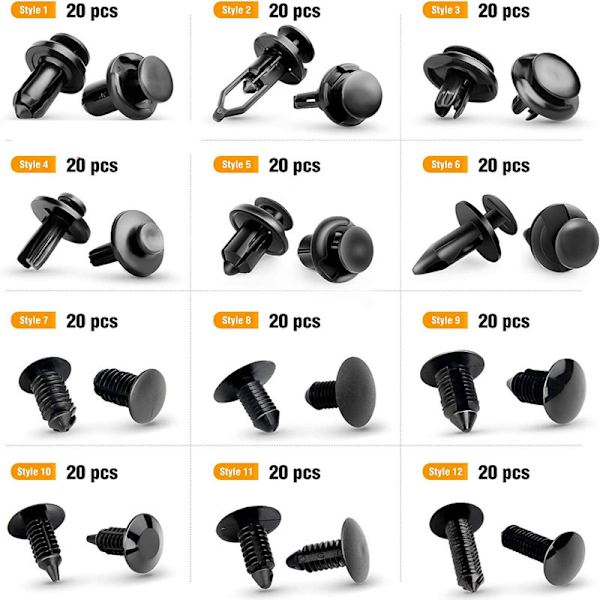 240 kpl auton muoviset painonapit niittikiinnikkeet, auton pidikeklipsit muoviset kiinnikkeet sarja poistotyökalulla, valikoima yleisiä pidikeklipsejä painotyyppisiä pidikkeitä sarjassa autoa varten, suosituimmat koot