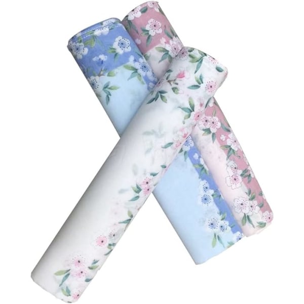 3 Damer Trykte Blomsterlommetørklæder 43CM*43CM Hvid Pink Blå