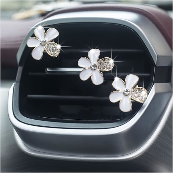 3 st Daisy Car Vent Clip, söta Daisy-formade bildekorationsklämmor, bil O