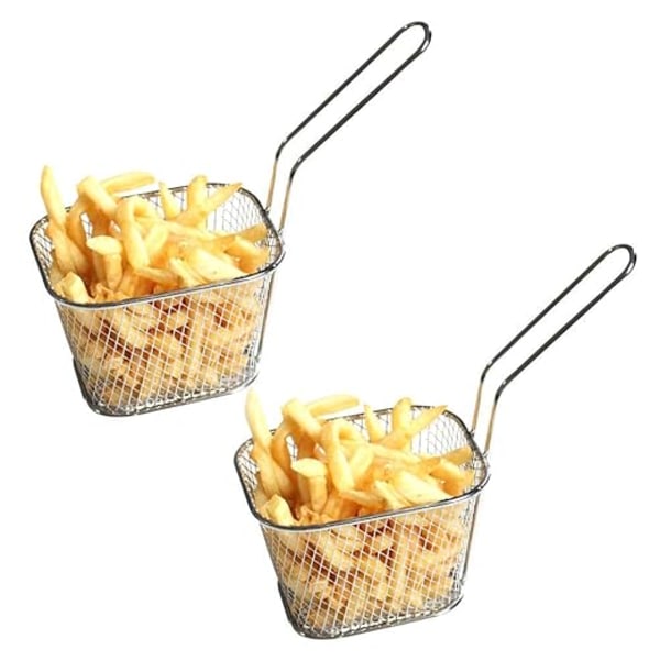 2 stycken Mini fyrkantiga frityrkorgar 3,7×1,65×2tum Frites Chips Bas