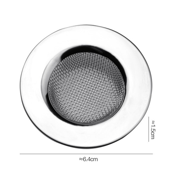 Pakke med vaskesil for dusj, hårfanger for sluk i badekar eller kjøkkenvask, vaskesil i rustfritt stål. Diameter 6,4 cm