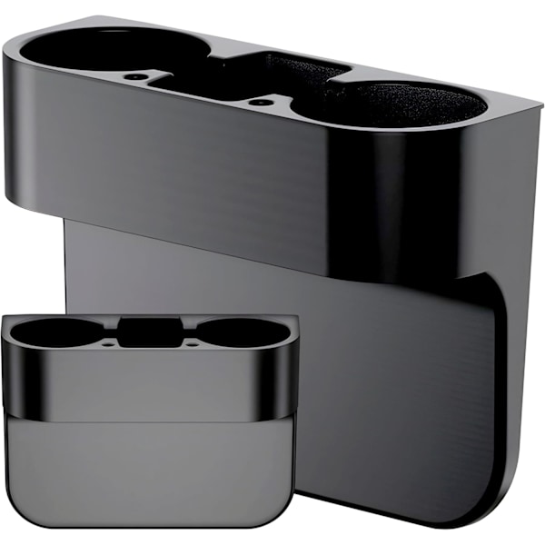 Universal Mugghållare, 27,7 X 20,7 X 10 cm, Dubbel Bilmuggshållare, 3 Fack och 2 Pennfack, Multifunktionell Bilmuggshållare, Svart