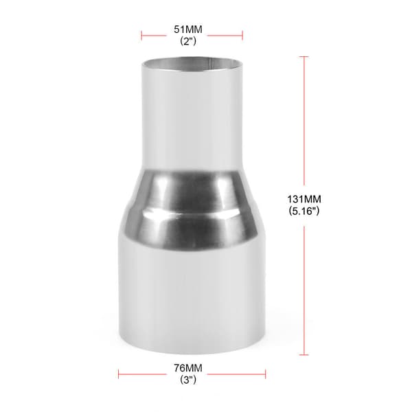 Udstødningsrørsadapter, rustfrit stål universal udstødningsrørsforbindelsesrørsadapter modificeret del (51-76MM)