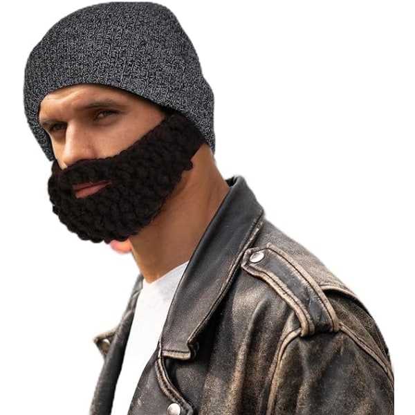 Beard Beanie Hat, Strikkede Beanie Caps, Voksen Funny Strik Hat Beard Face