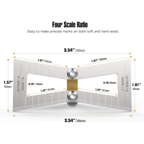 Dovetail Marker, Hand Cut Wood Joint Gauge Dovetail Guide Tool, Dovetail Te