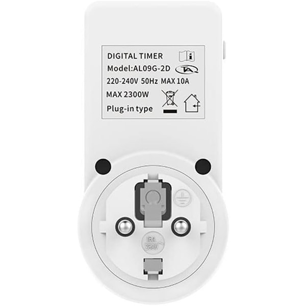 Nedtellingskontakt, 220-240V europeisk timer for stikkontakter, elektronisk