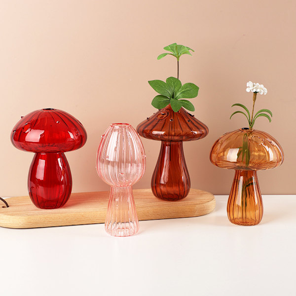 Kreativ glasblomster vase Delikat svampeformet hydroponisk plante P