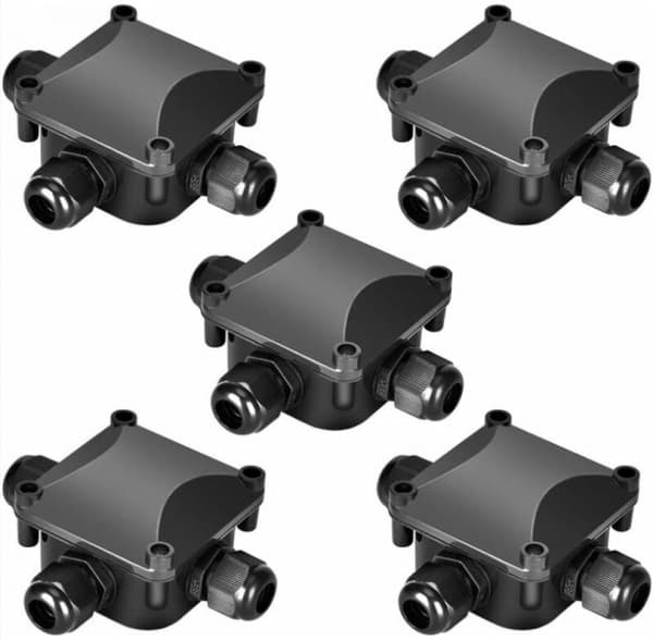 Sæt med 5 vandtætte samledåser IP68 230 V Sort