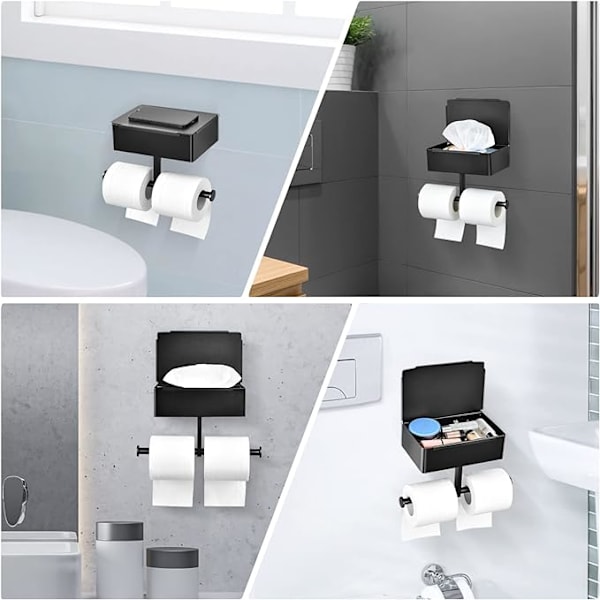 Vægmonteret toiletpapirholder med opbevaring til to ruller rulleklæbende Toi
