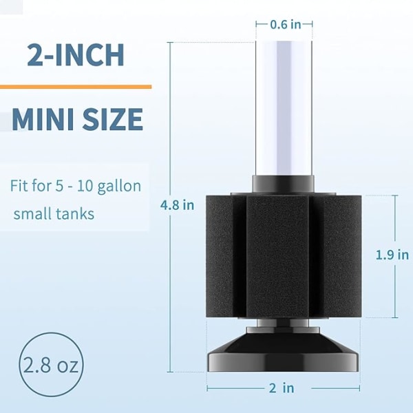 3-pak Akvarie Nano Bio Svampefilter Stille Betta Yngel Rejer og Små