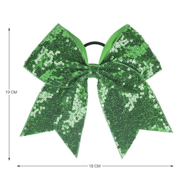 2 st 19*18CM Stora Cheer Bows Sequin Cheer Hår Bågar Ponytail Hållare