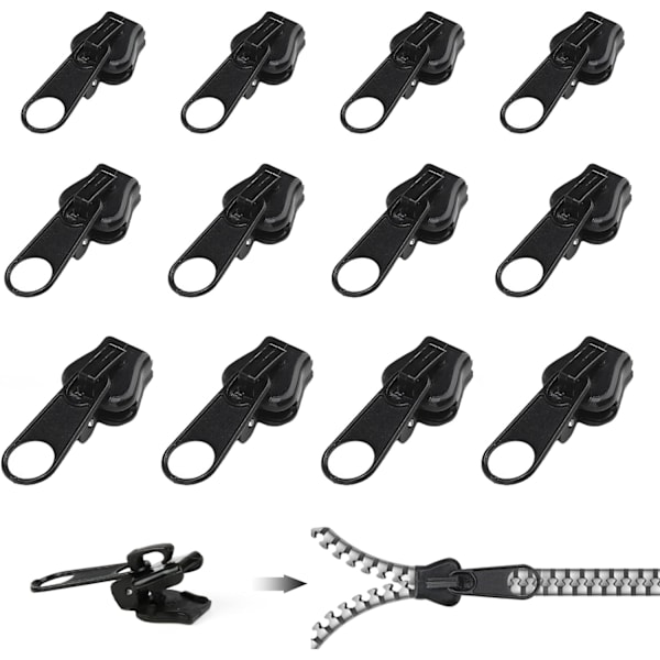 12 st Clip-on dragkedjor, Clip-on dragkedjor, Dragkedjor Multip