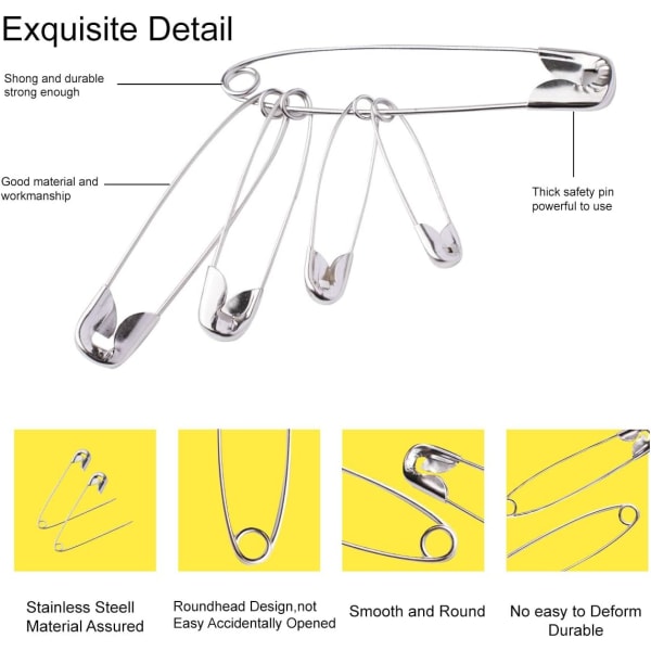 300 stk, forskjellige størrelser sikkerhetsnåler, klesnåler, sytilbehør, sikkerhetsnåler