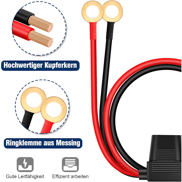 2-pakning 2M SAE-startkabel, 16AWG - 12V SAE-forlengelseskabel med støvhette -