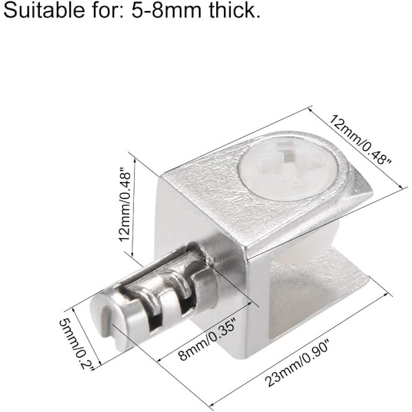 Glashylde Beslag, 10 stk. Zinklegering Glashylde Klemme Støtte Pløkker Akselmontering til 5-8 mm Tykkelse