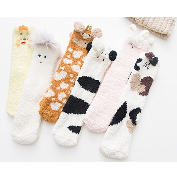 5 st djur vinter varma mid calf sängstrumpor kvinnor flickor mjuka fluffiga Lou