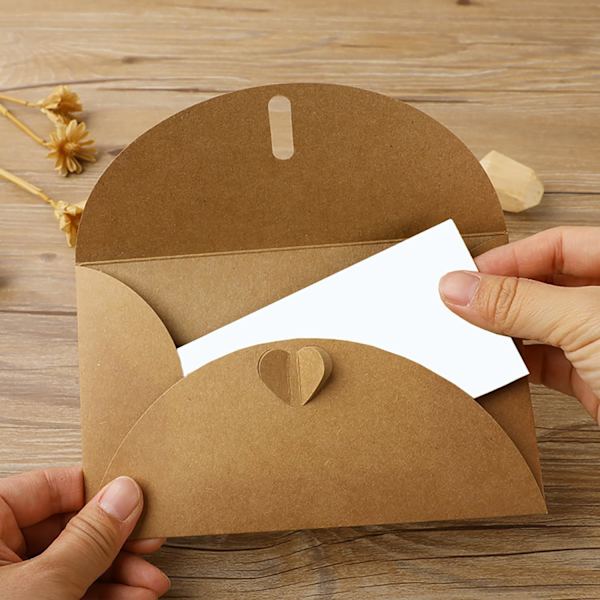 Set med 30 kort med vikbart kuvert, 10,5 * 7,1 cm 30 Kraft-kuvert med