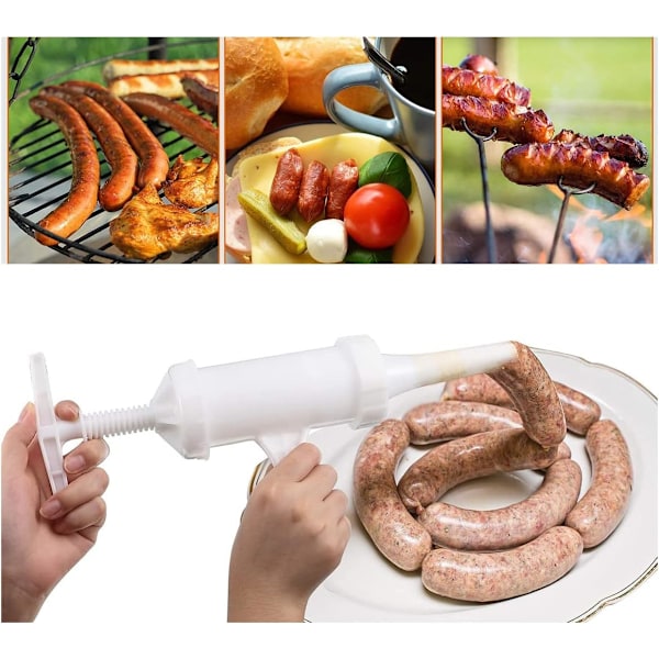 Makkarakone, Makkaratyllinki, Makkaratyllinki suppilo, Täyttöputki, Makkarakone, 2 jauhelihasuppilon kanssa, Tee makkaroita