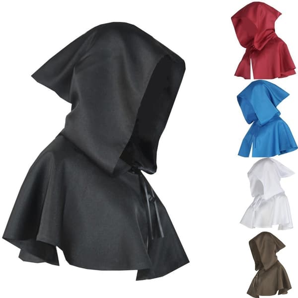Middelalderlig hættehat Solid hætteklædt kappe Cosplay Kostume Udklædning kompatibel