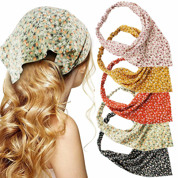 5 stk. Hårbånd polyester Boho Hodebånd for kvinner Elastisk Hårbånd for kvinner Jenter Hårtilbehør
