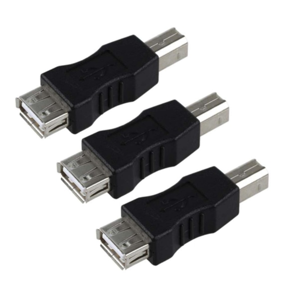 3x USB-A- naar USB-B-mannelijke adapter zwart