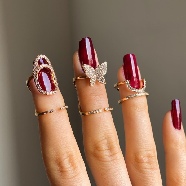3 st fingernagelring för kvinnor, strass fingertoppsringar, fingernagelring, guldmetall nageldekoration, nagelskydd