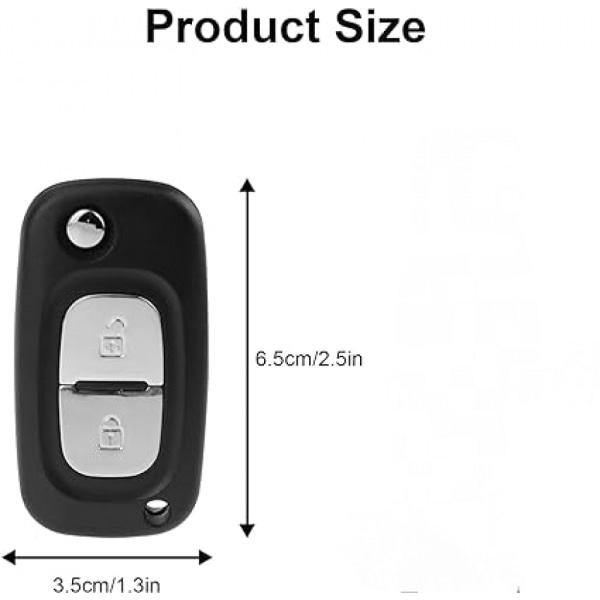 2-knappars bilnyckelskal kompatibel med R-enault Clio 3 Kangoo Twingo Wind