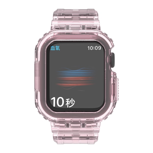 Kompatibel med kristallklara Apple Watch armband, transparent rosa 42/4