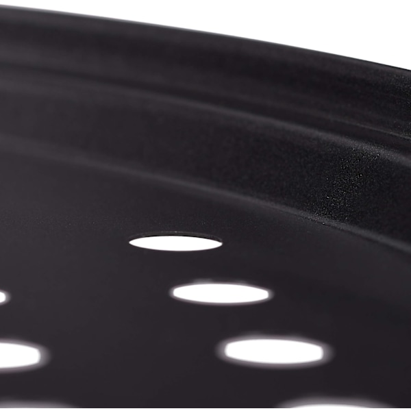 Set med 2 runda perforerade non-stick pizzapannor i kolstål Grå Ø 32 cm