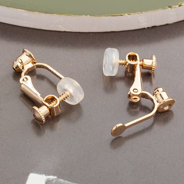 10 st brons skruvdyna klämma på örhängeögla icke-hålade smycken, 14K go