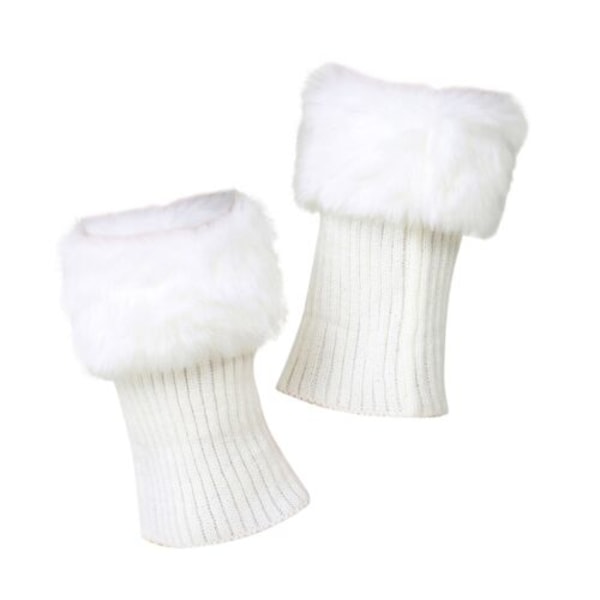 Kvinners Faux Fur Boot Cuff Korte Pelsbenvarmere Strikkede Jenter Vinter