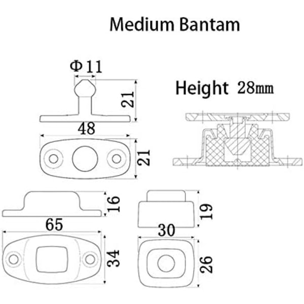 Dørstopper, universell dørstopper for campingvogn, bobil, campingbil, båt, yacht, hjem og hage (Medium Bantam)