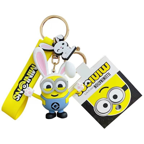 1-pack Minions nyckelring 3D-figur slumpmässigt vald flerfärgad