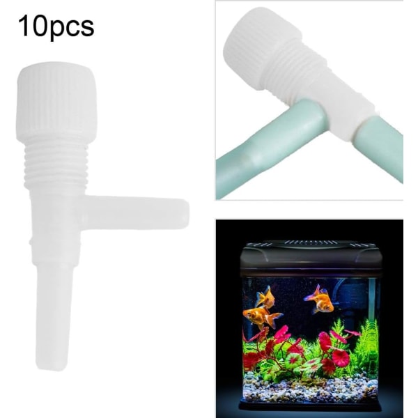 Kontrolventil, 10 stk. Akvarium Fisktank Plast 3-vejs Luftpumpe Kontrolventil