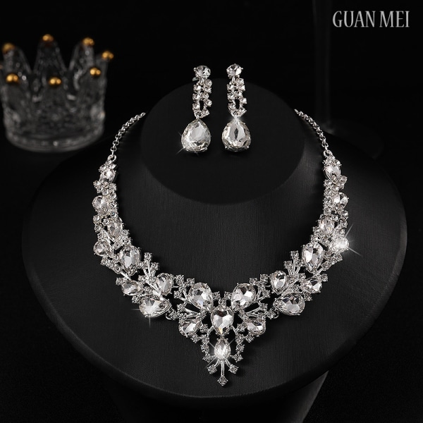 Earrings, necklace, 2 piece set for women's bridal prom dress