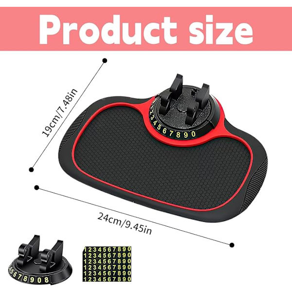 Multifunksjonell sklisikker bilmatte, 360° roterende mobiltelefonholder, vann
